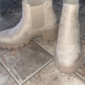 Soda Cream Ankle Booties with Chunky Heel